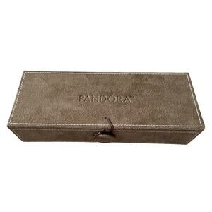 Pandora Jewelry Box Tan/Brown 3 Tier Charm/Bracelet Organizer case Retired